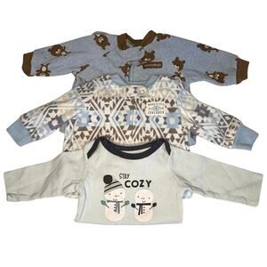 Carter's Baby Boy 3M Sleeper Bundle - 2 Pieces + Snowman Top | Blue